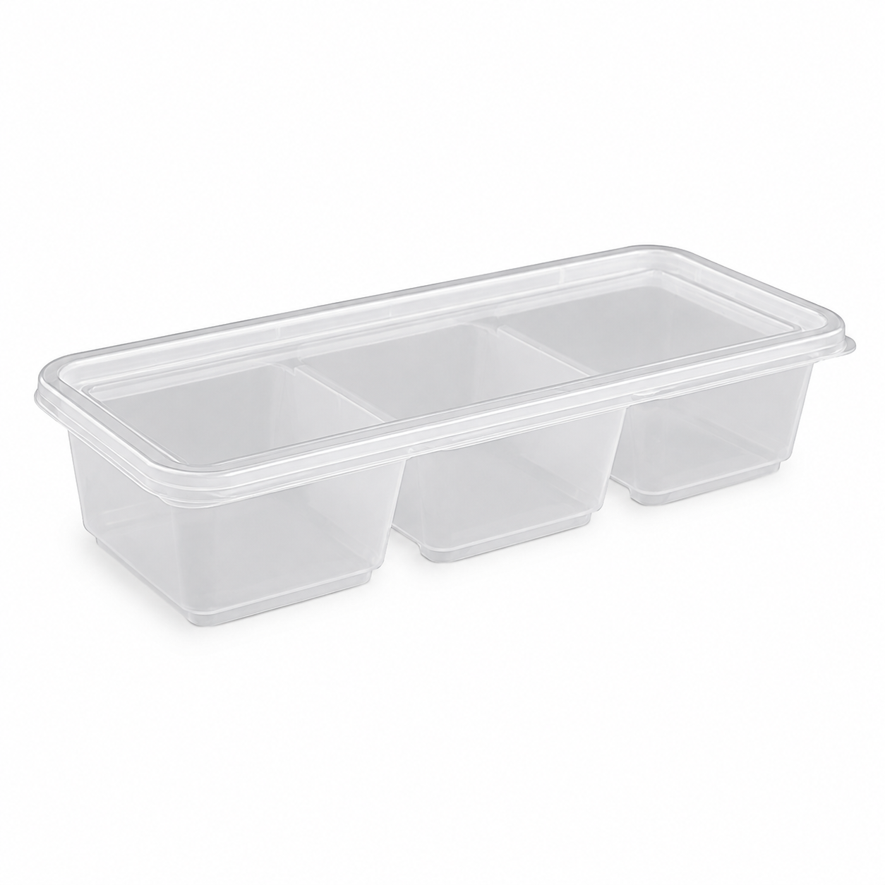 500ml elongated three-compartment Japanese-style food container (clear)