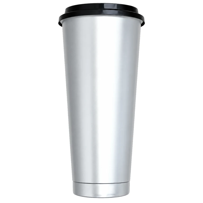 1000ml Matte Silver Film Cup Set with Black Glossy Lid