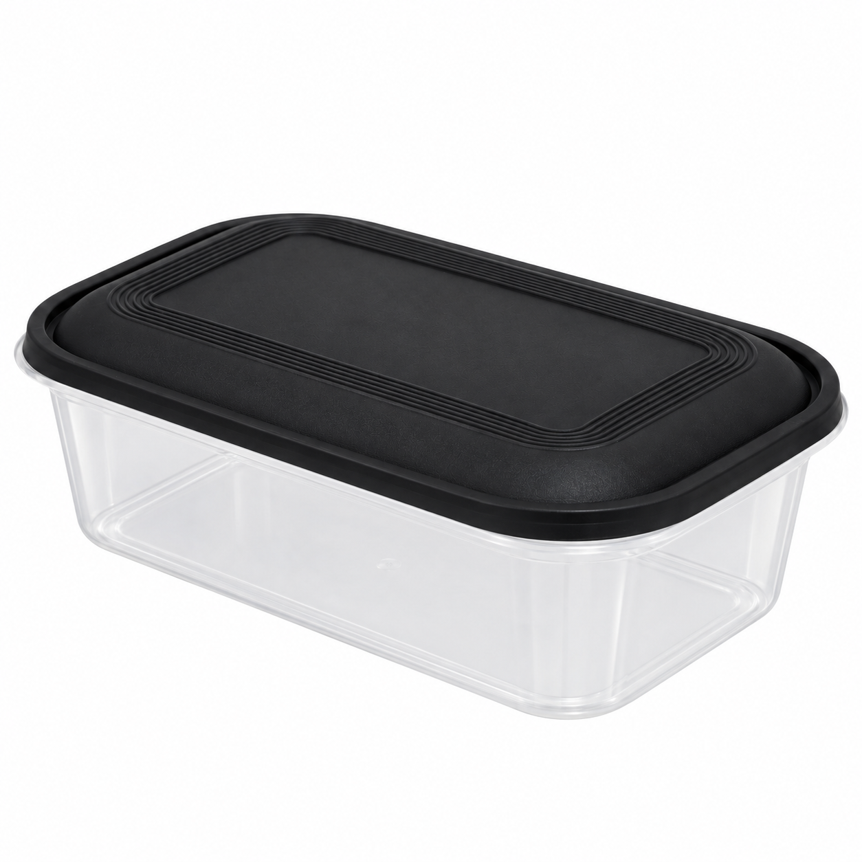 1000ml square tamper-evident food container (white base, black lid)