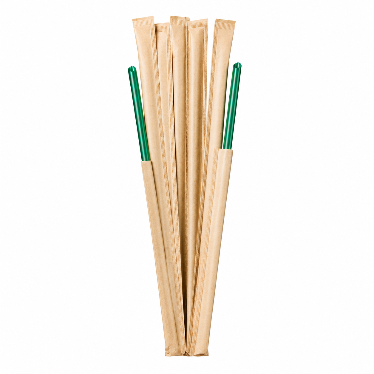 Food-Grade PP Straw 6×23cm, kraft paper, dark green pointed tip, 100 pcs