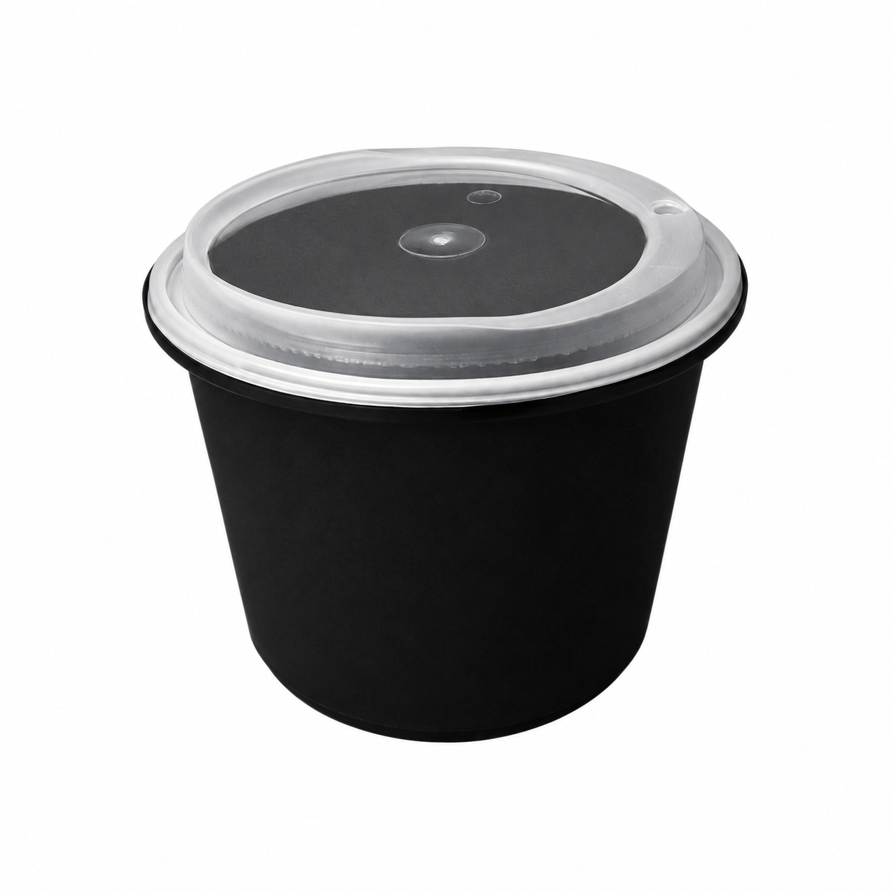 Disposable Thickened Plastic Round Bowl with Lock Lid, 2000ml, Black
