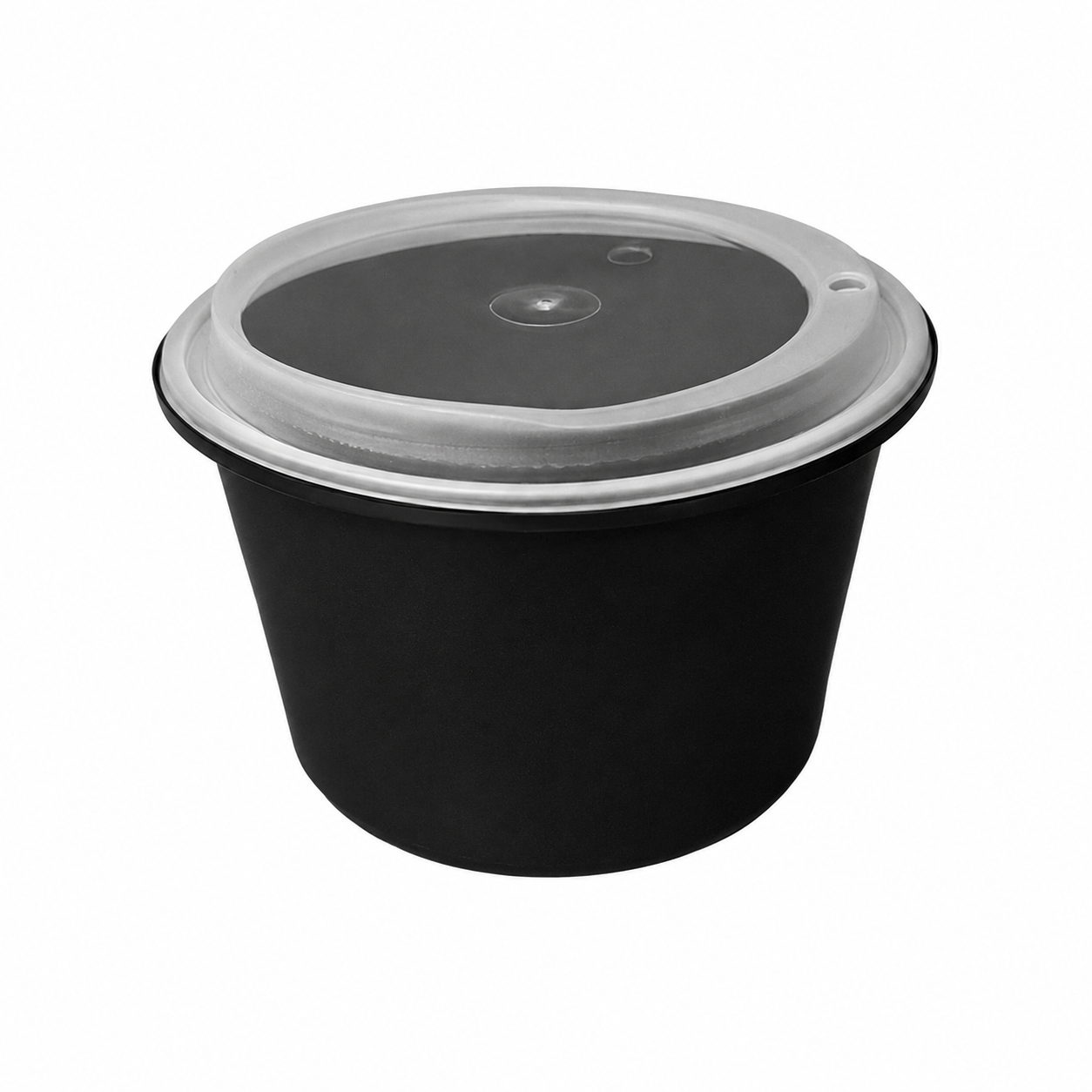 Disposable Thickened Plastic Round Bowl with Lock Lid, 1750ml, Black