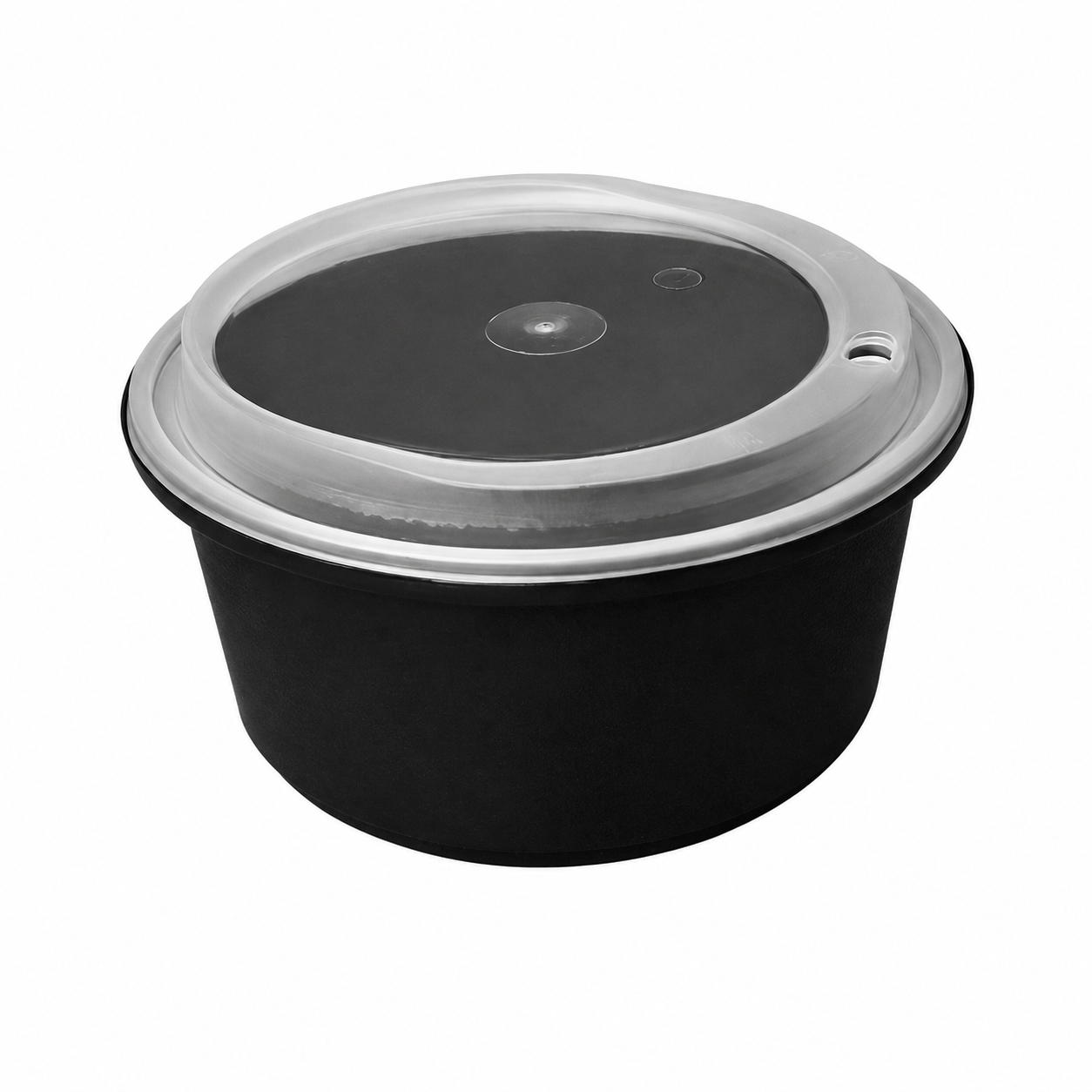 Disposable Thickened Plastic Round Bowl with Lock Lid, 1250ml, Black