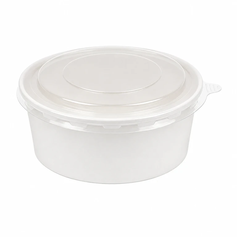 750ml White Cardboard Bowl with PET Lid
