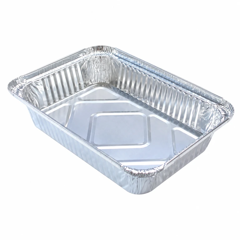 Aluminium Foil Square Container 211 800ml, with foil-laminated paper lid