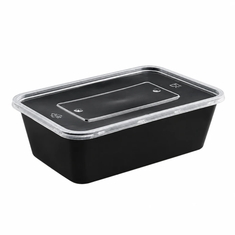 750ml reinforced rectangular container (black)