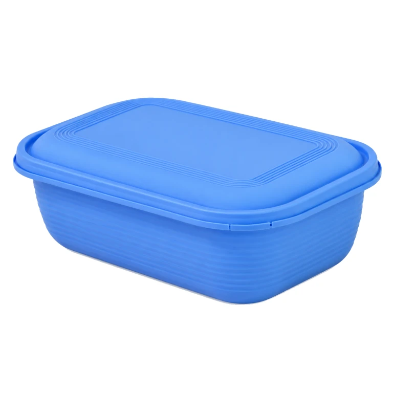 1350ml square tamper-evident food container (blue base/blue lid)