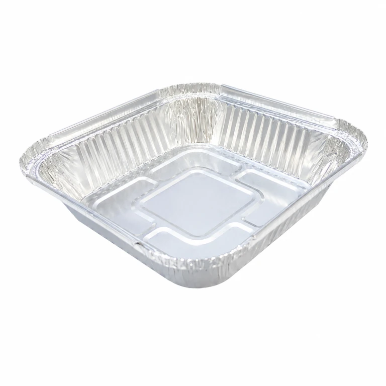 Aluminium Foil Square Container 145 450ml, with clear plastic lid