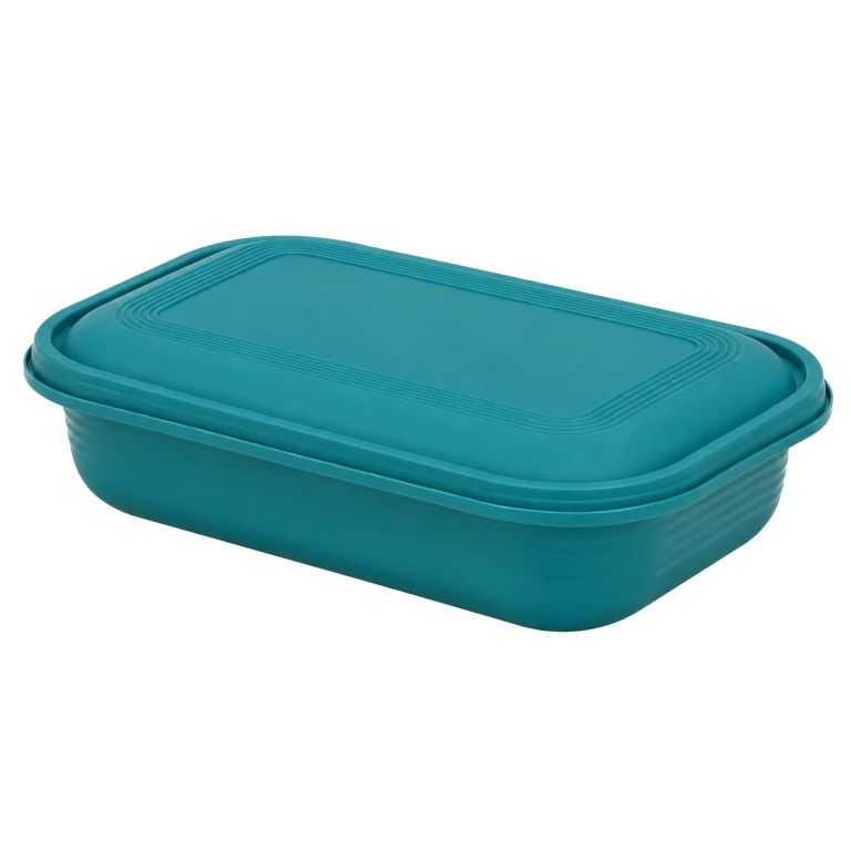 1000ml square tamper-evident food container (green base, green lid)
