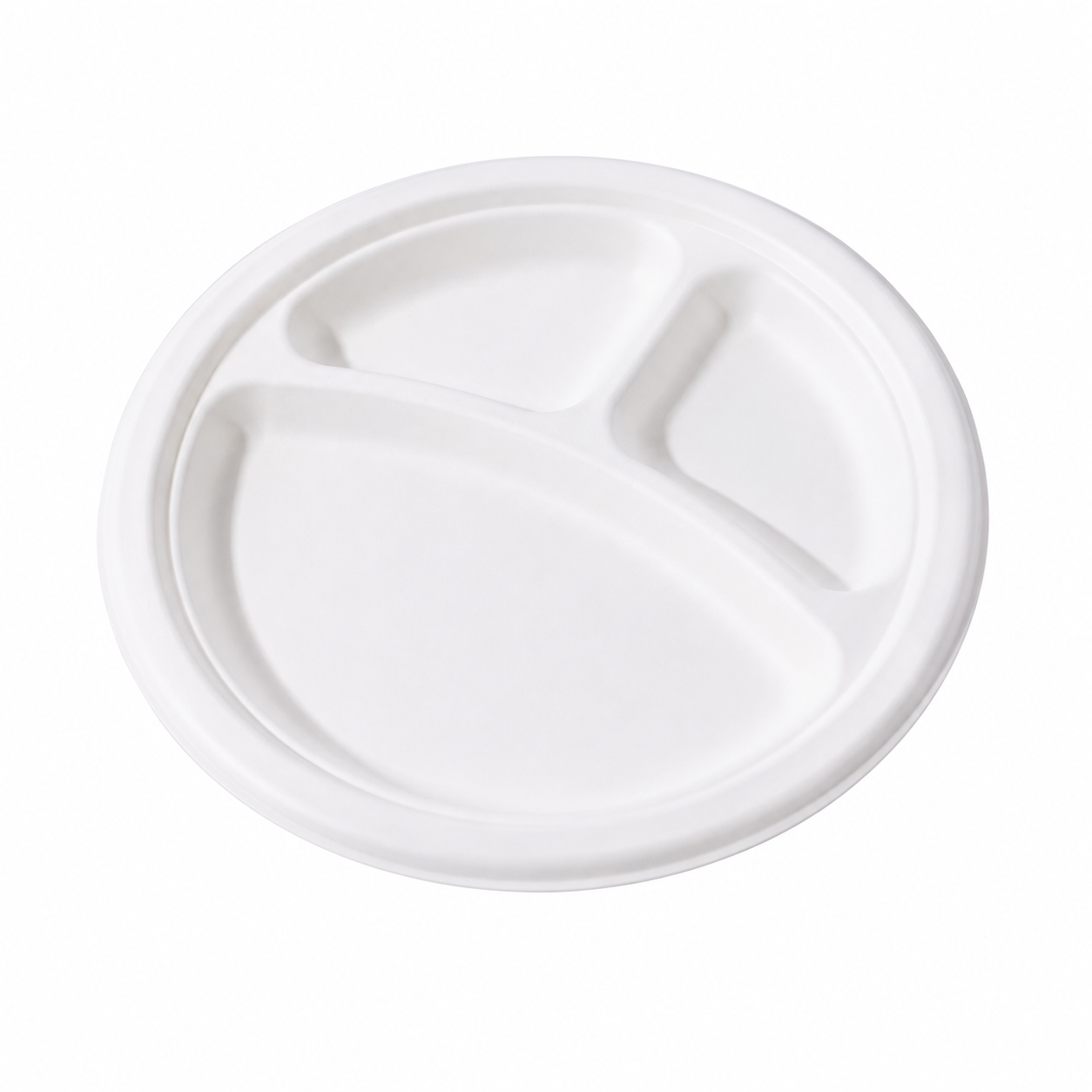 9-inch sugarcane pulp three-tier dinner plate
