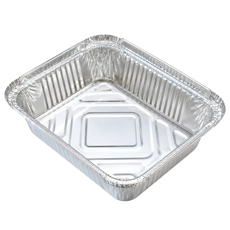 Aluminium Foil Square Container 165 500ml, with clear plastic lid