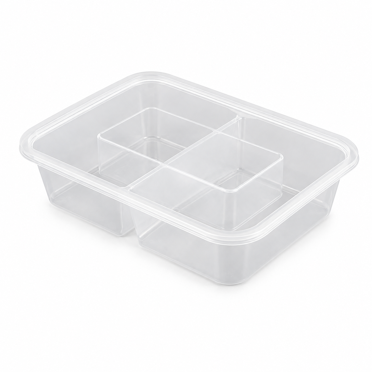 500ml two-compartment food container (clear)