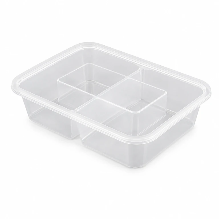 500ml two-compartment food container (clear)