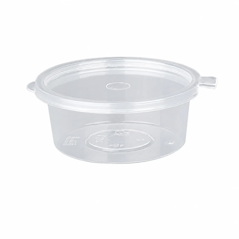 Disposable Sauce Cup 1.5oz, Hinged (attached lid)