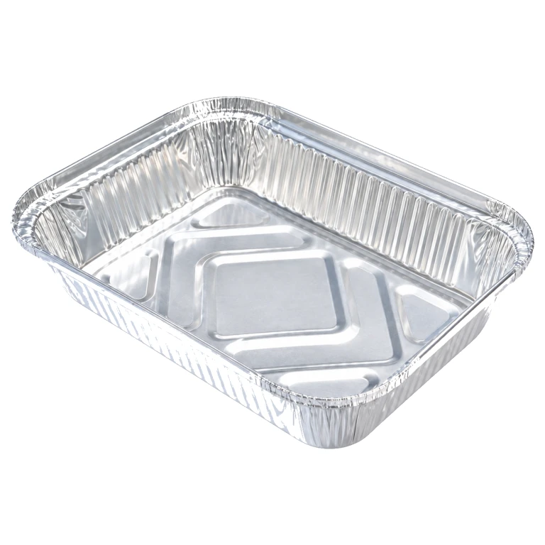 Aluminium Foil Square Container 195 shallow 600ml, with clear plastic lid