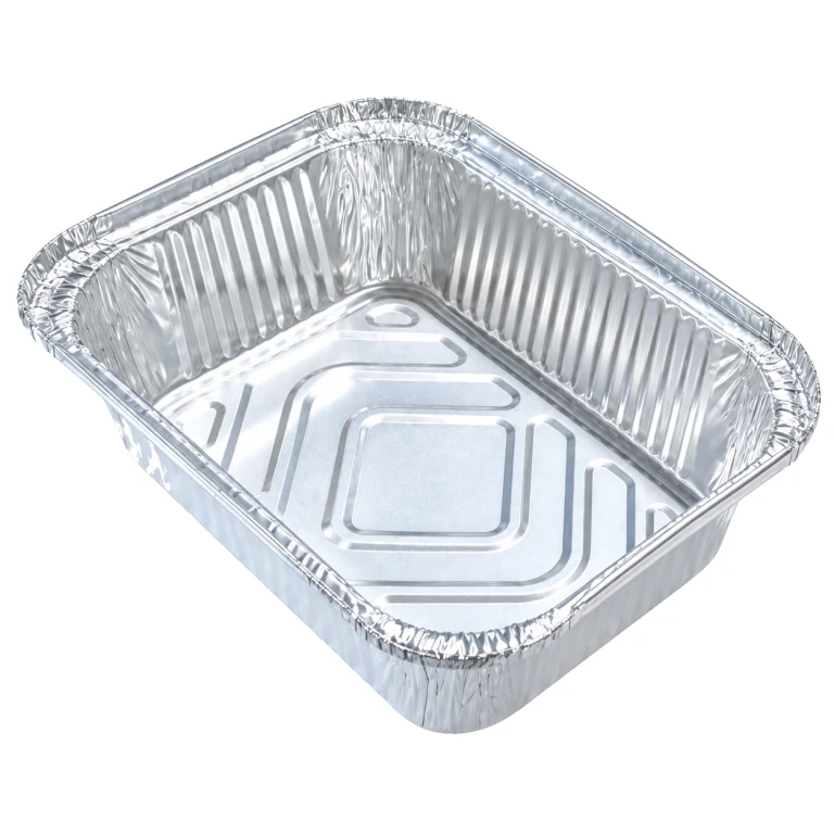 Aluminium Foil Square Container 195 deep 900ml, with clear plastic lid