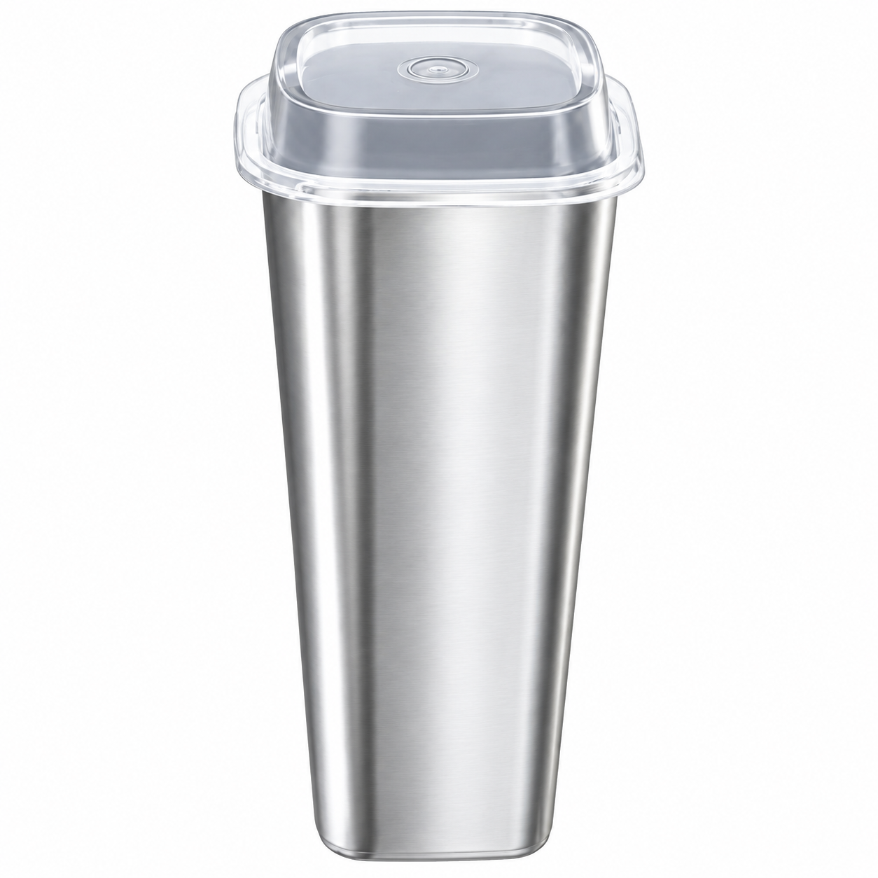 960ml Matte Silver Film Square Cup Set with Clear Lid