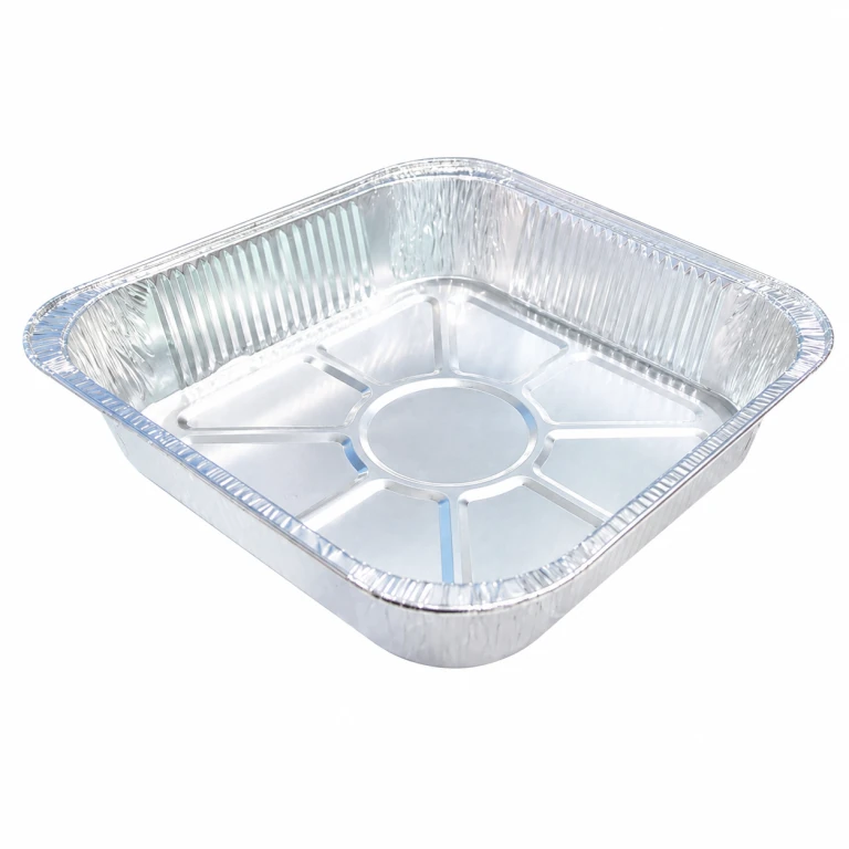 Aluminium Foil Square Container 205 1350ml, with clear plastic lid