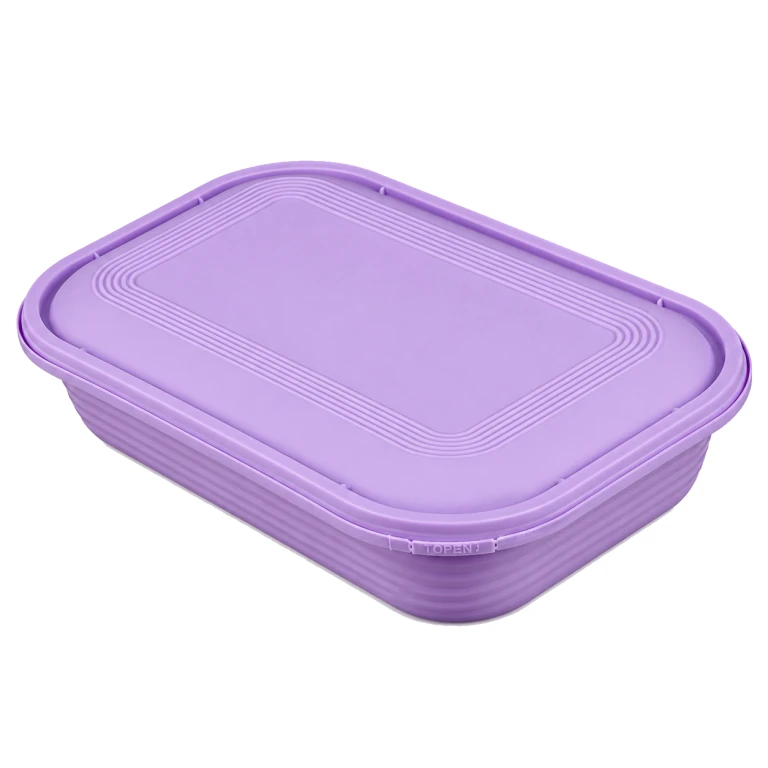 1000ml square tamper-evident food container (purple base, purple lid)