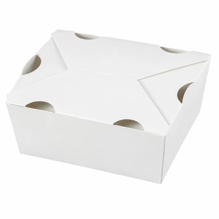 White Cardboard Lunch Box 4# 3000ml (vented lid)