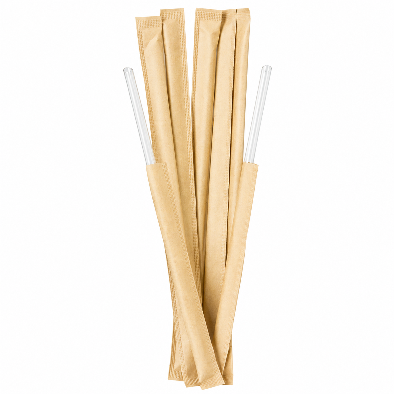 Food-Grade PP Straw 6×19cm, kraft paper, transparent pointed tip, 100 pcs