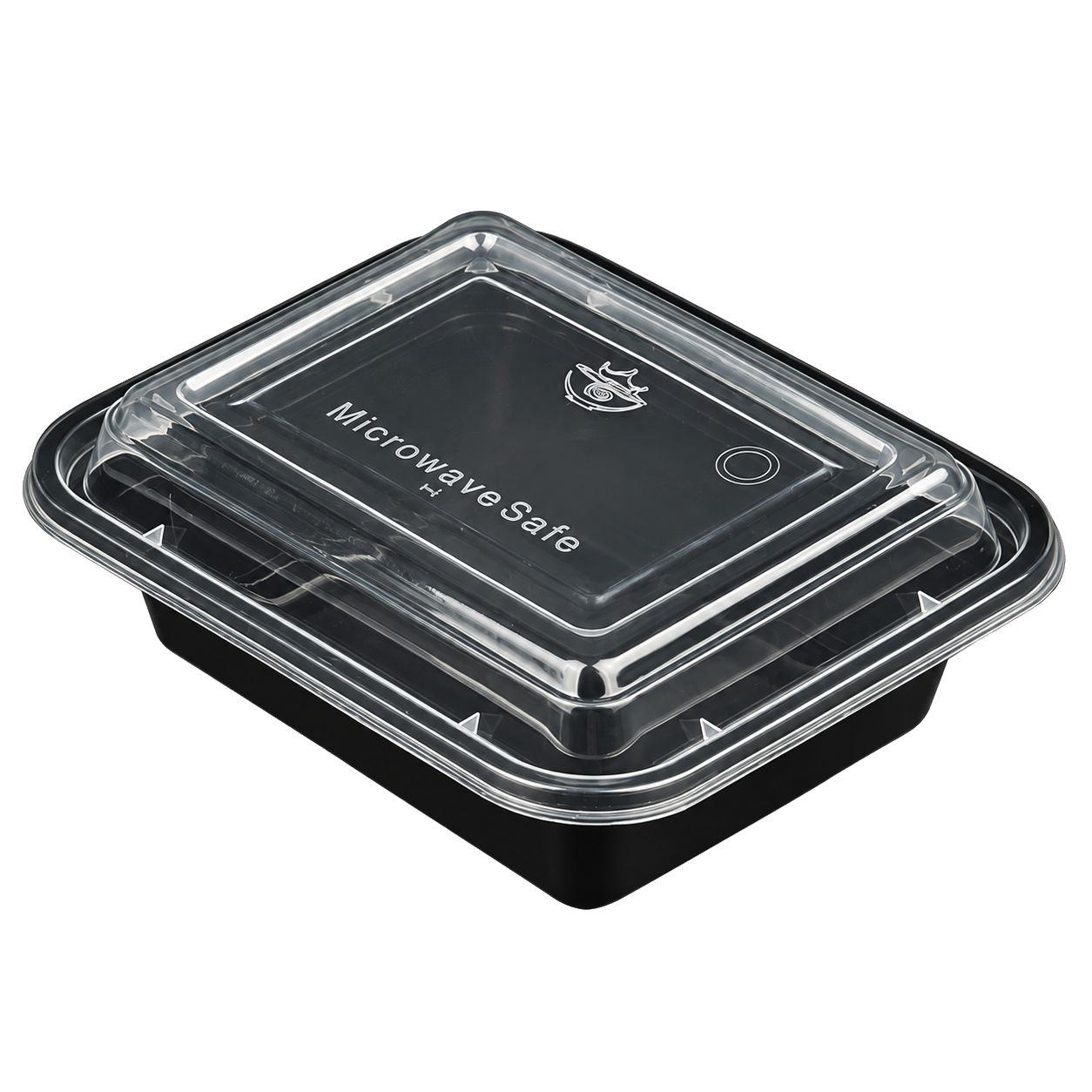 12oz American-style rectangular container (black base, with lid)