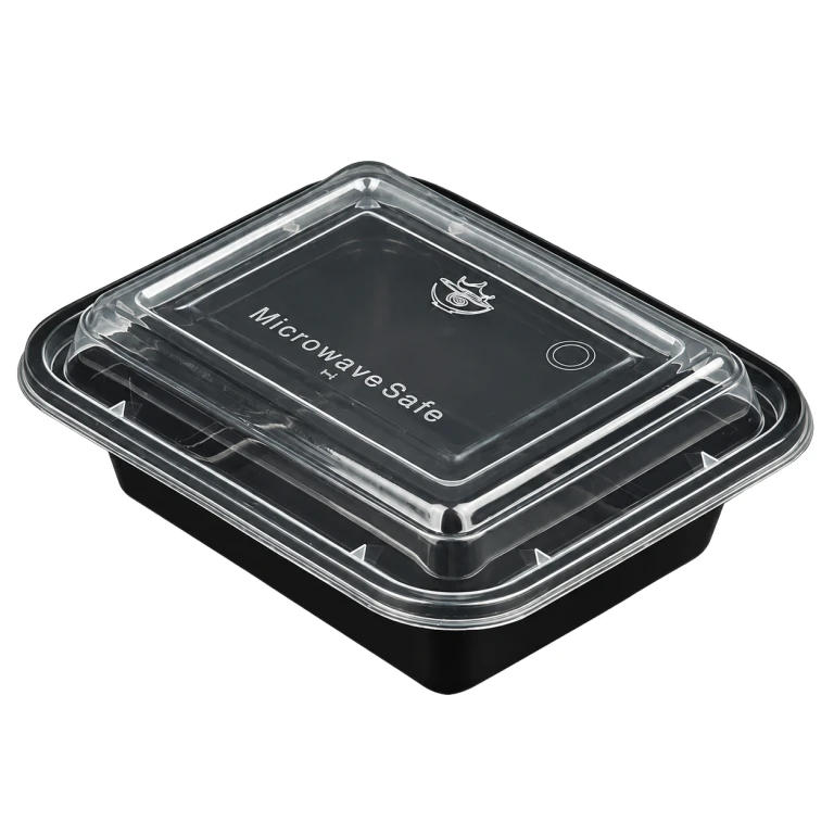 12oz American-style rectangular container (black base, with lid)
