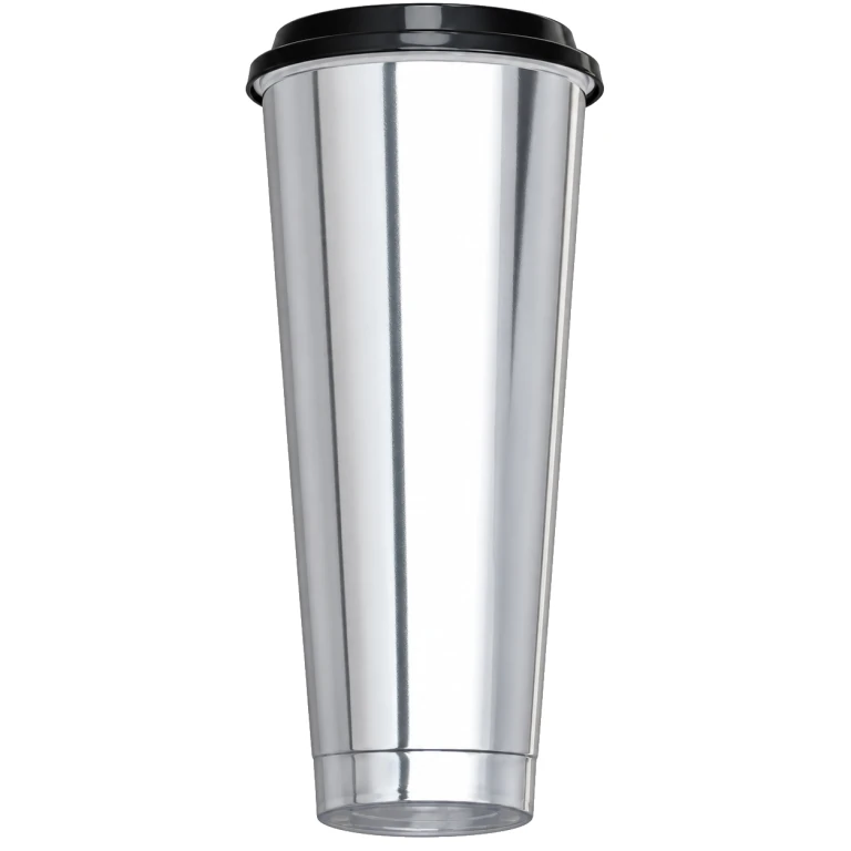 1000ml Bright Silver Film Cup Set with Black Glossy Lid