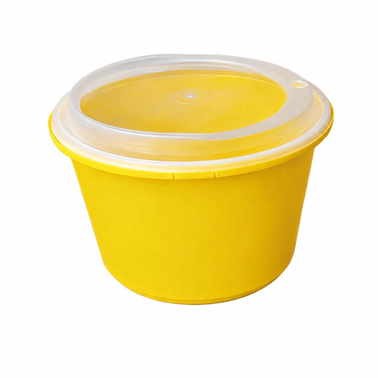 Disposable Thickened Plastic Round Bowl with Lock Lid, 1750ml, Yellow