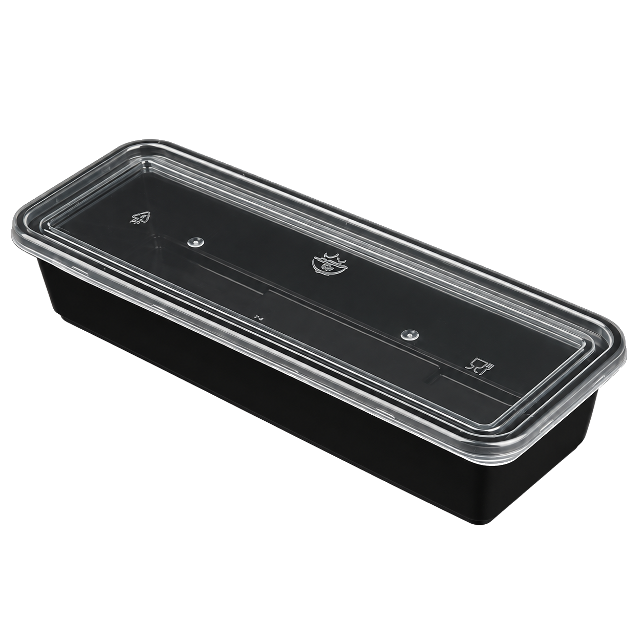 500ml elongated single-compartment Japanese-style food container (black)