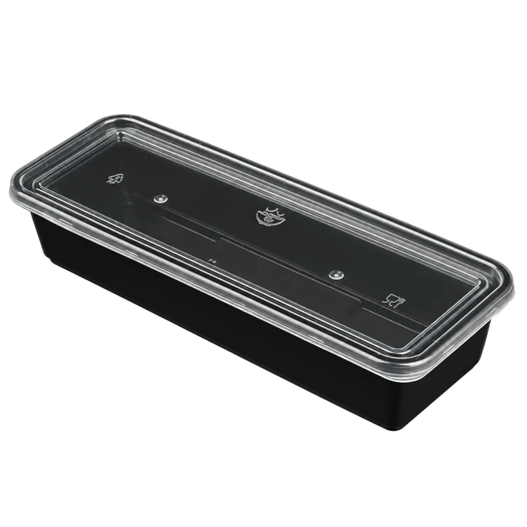 500ml elongated single-compartment Japanese-style food container (black)