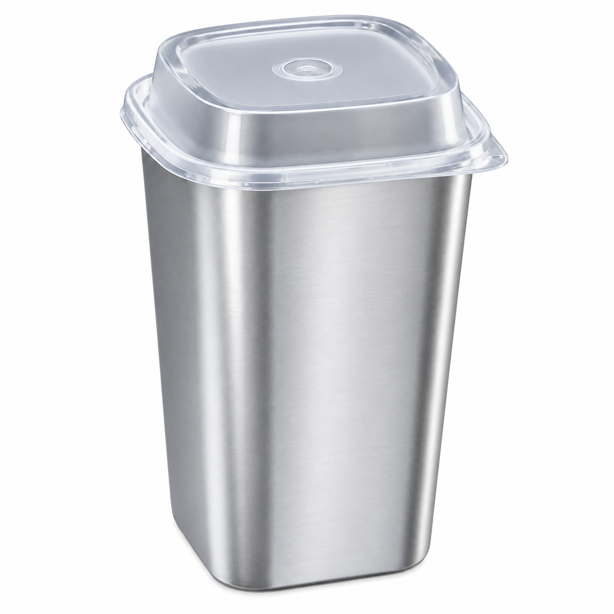 650ml Matte Silver Film Square Cup Set with Clear Lid