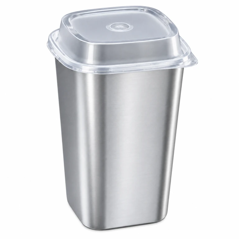 650ml Matte Silver Film Square Cup Set with Clear Lid
