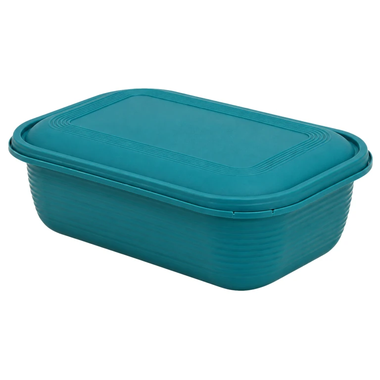 1350ml square tamper-evident food container (green base/green lid)