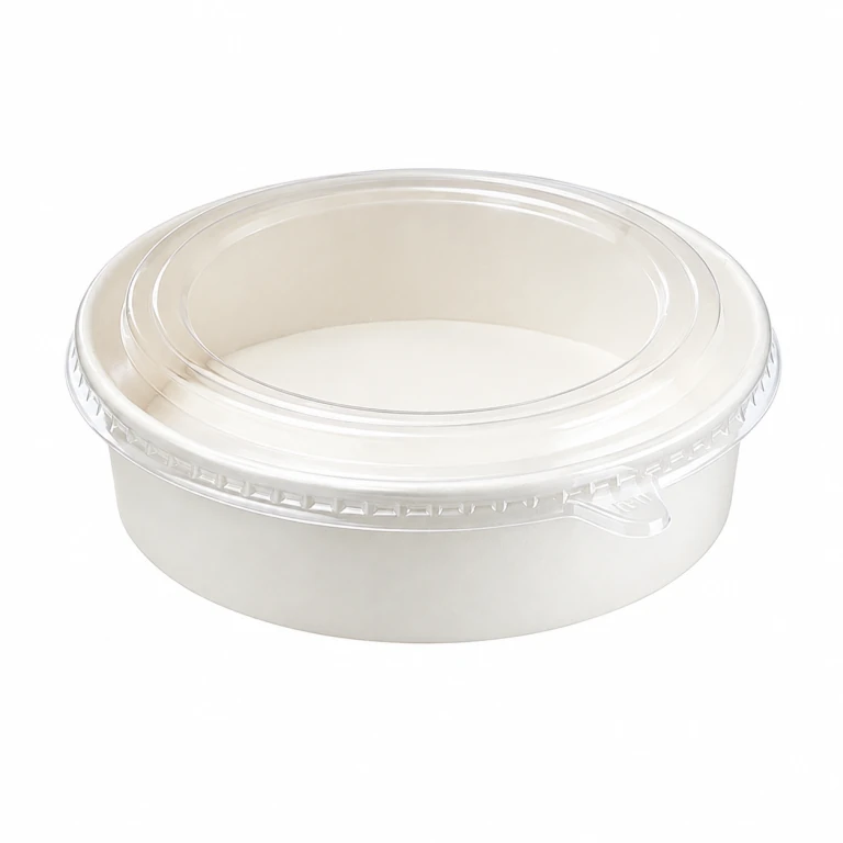 900ml White Cardboard Bowl with OPS Lid