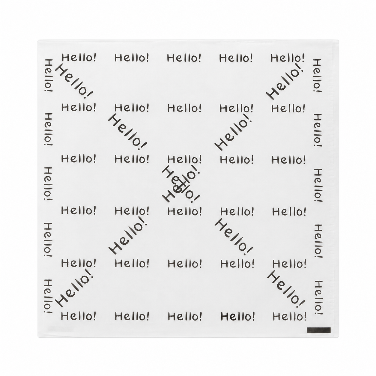 "Hello" English-text paper-bag design