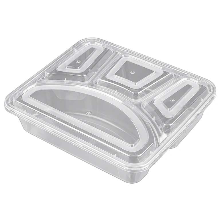 1000ml four-compartment food container (clear)