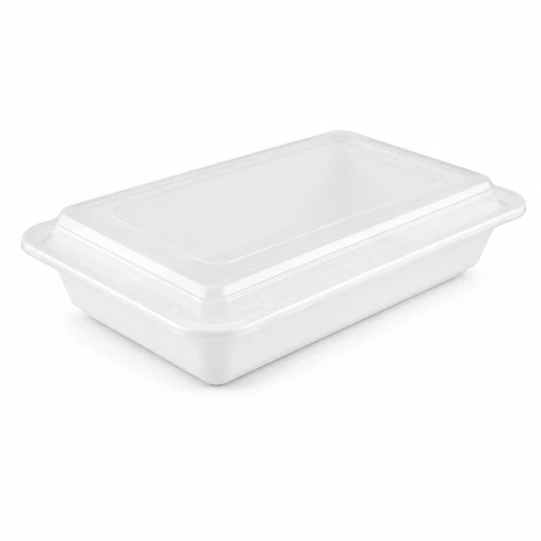 1000ml American-style rectangular container (ivory base, with lid)