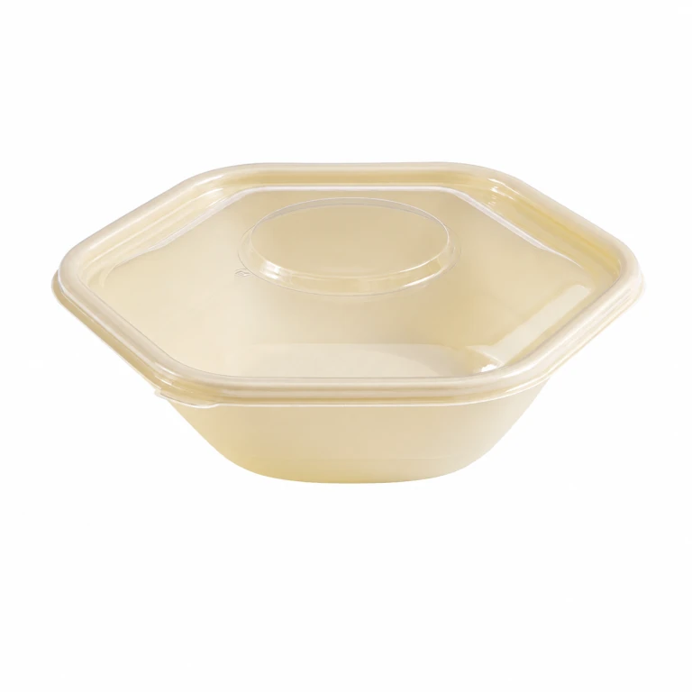 hexagonal bowl 750 + high-clarity PET lid