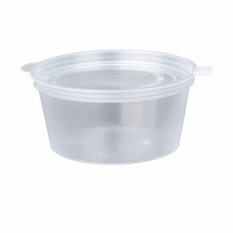 Disposable Sauce Cup 2oz, Hinged (attached lid)