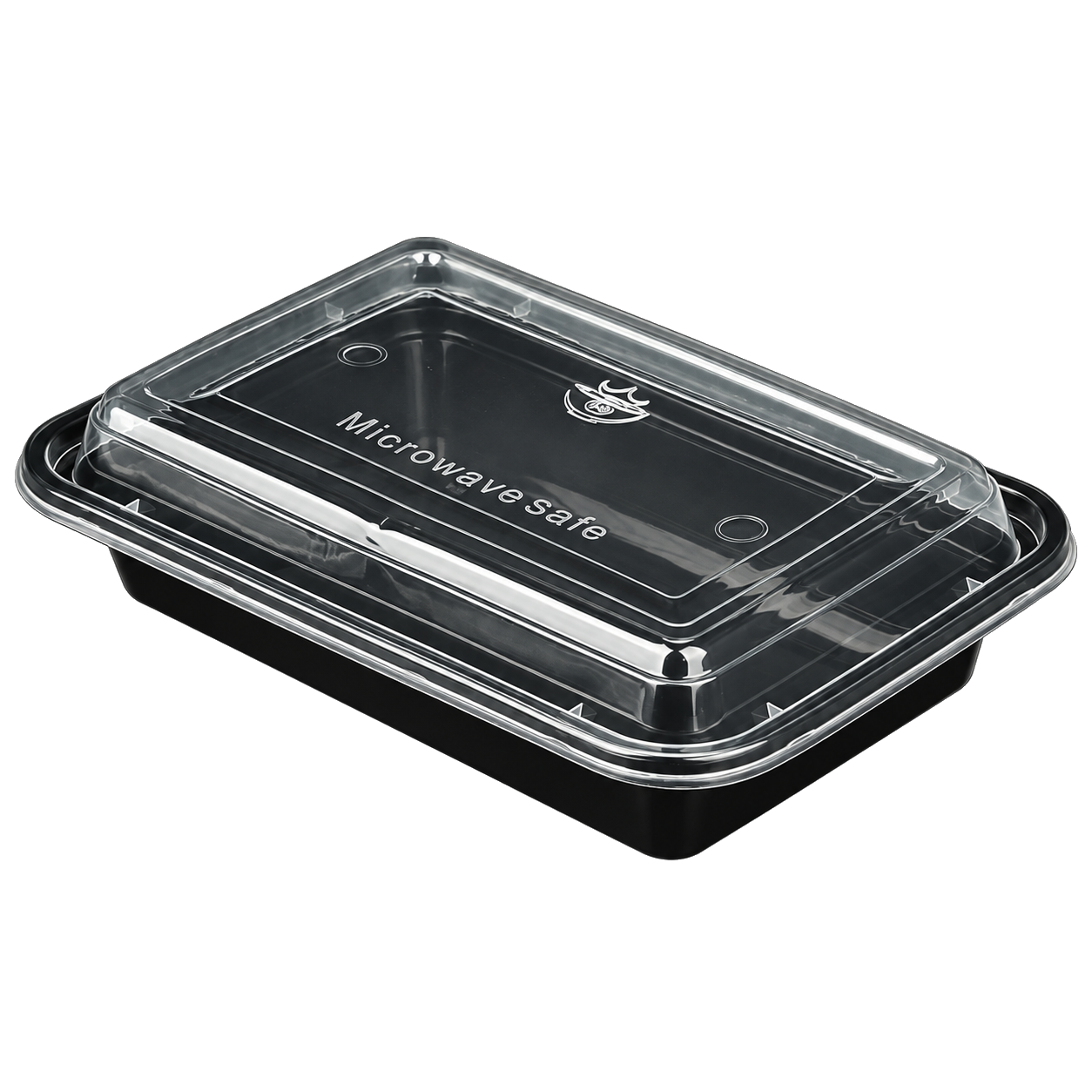 16oz American-style rectangular container (black base, with lid)