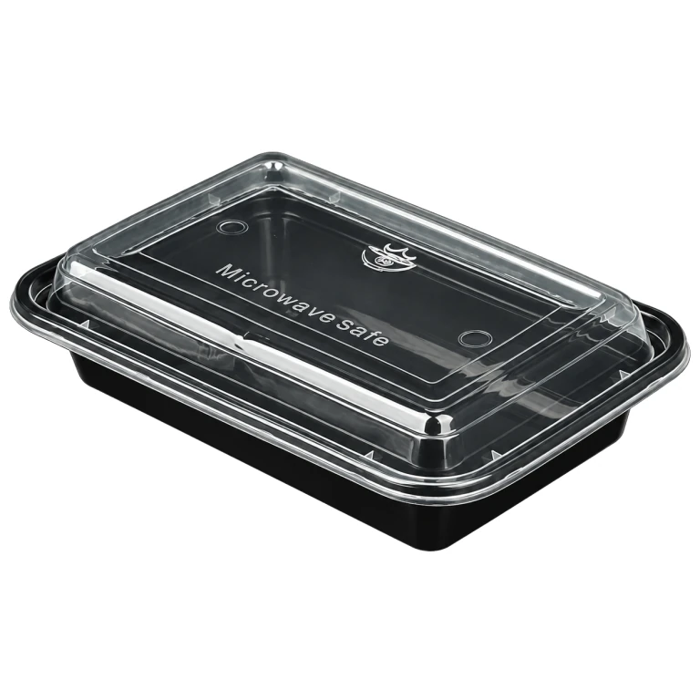 16oz American-style rectangular container (black base, with lid)