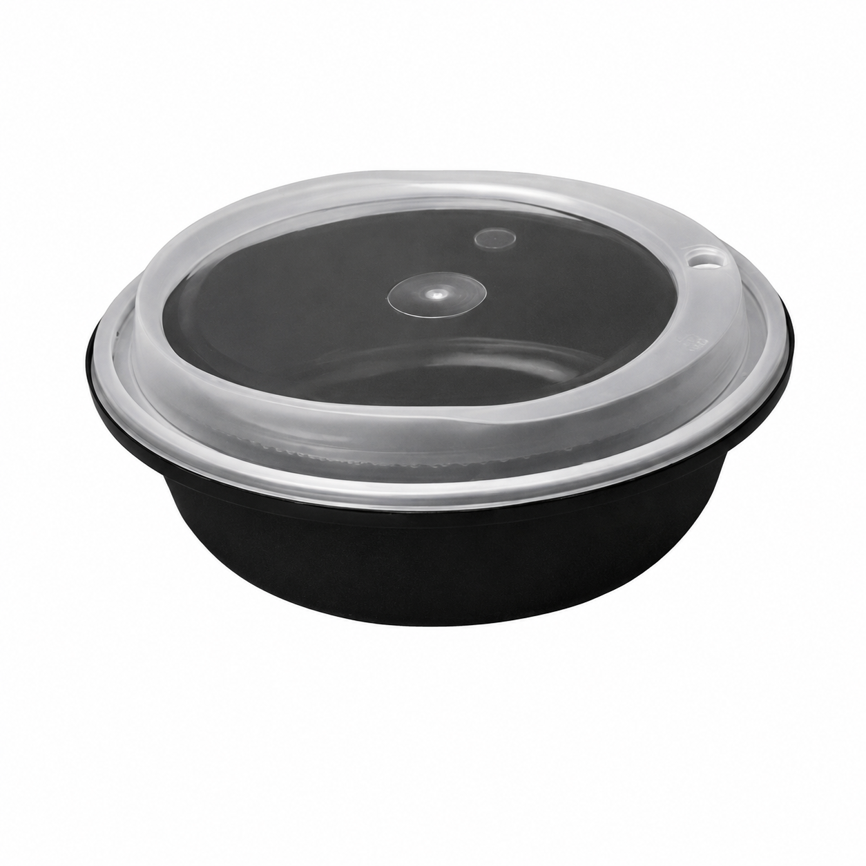 Disposable Thickened Plastic Round Bowl with Lock Lid, 750ml, Black
