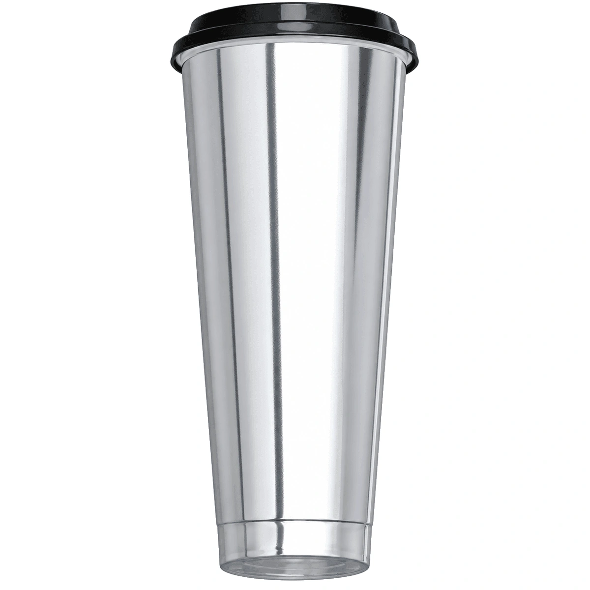 1000ml Bright Silver Film Cup Set with Black Glossy Lid
