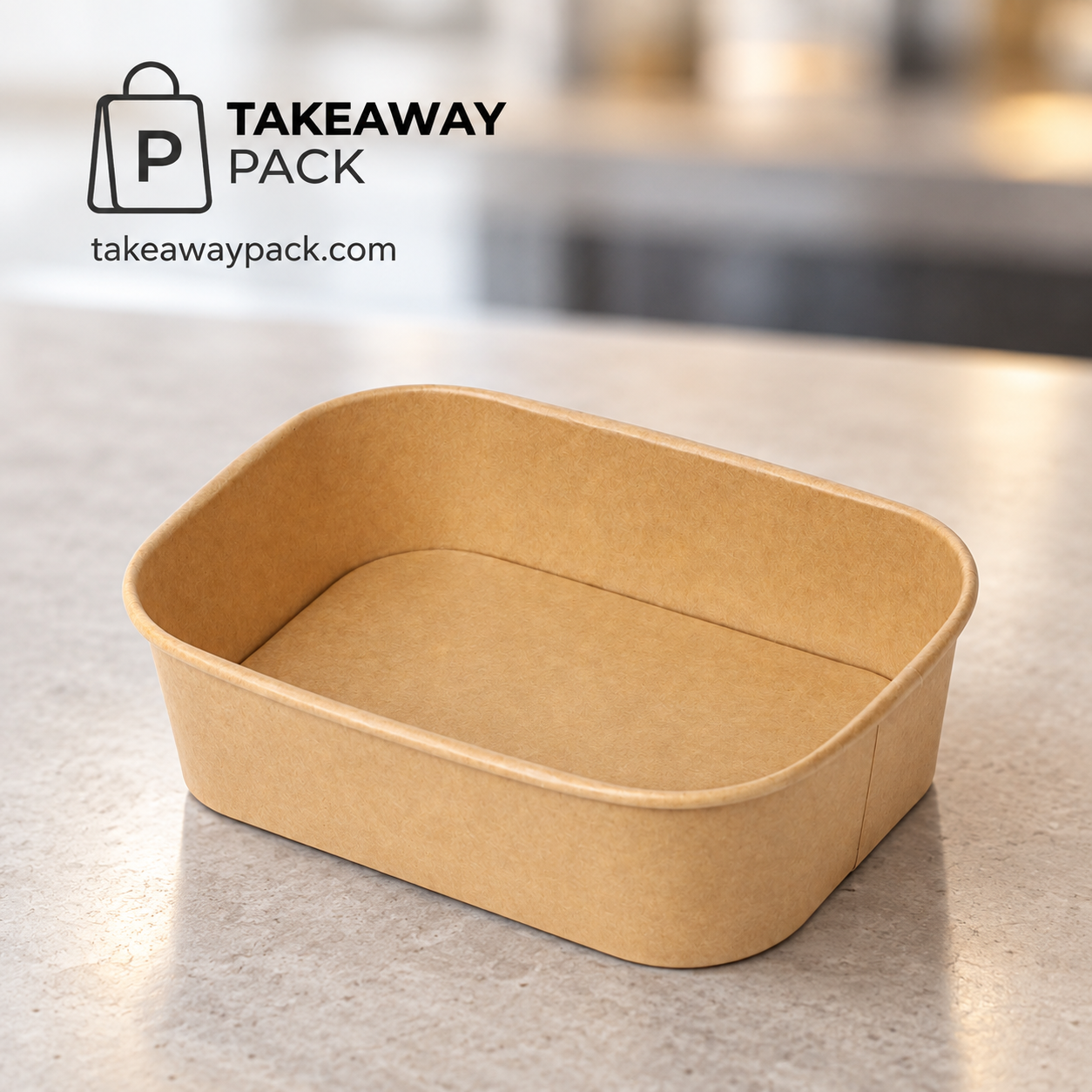 Brown divided paper food tray on a grey counter
