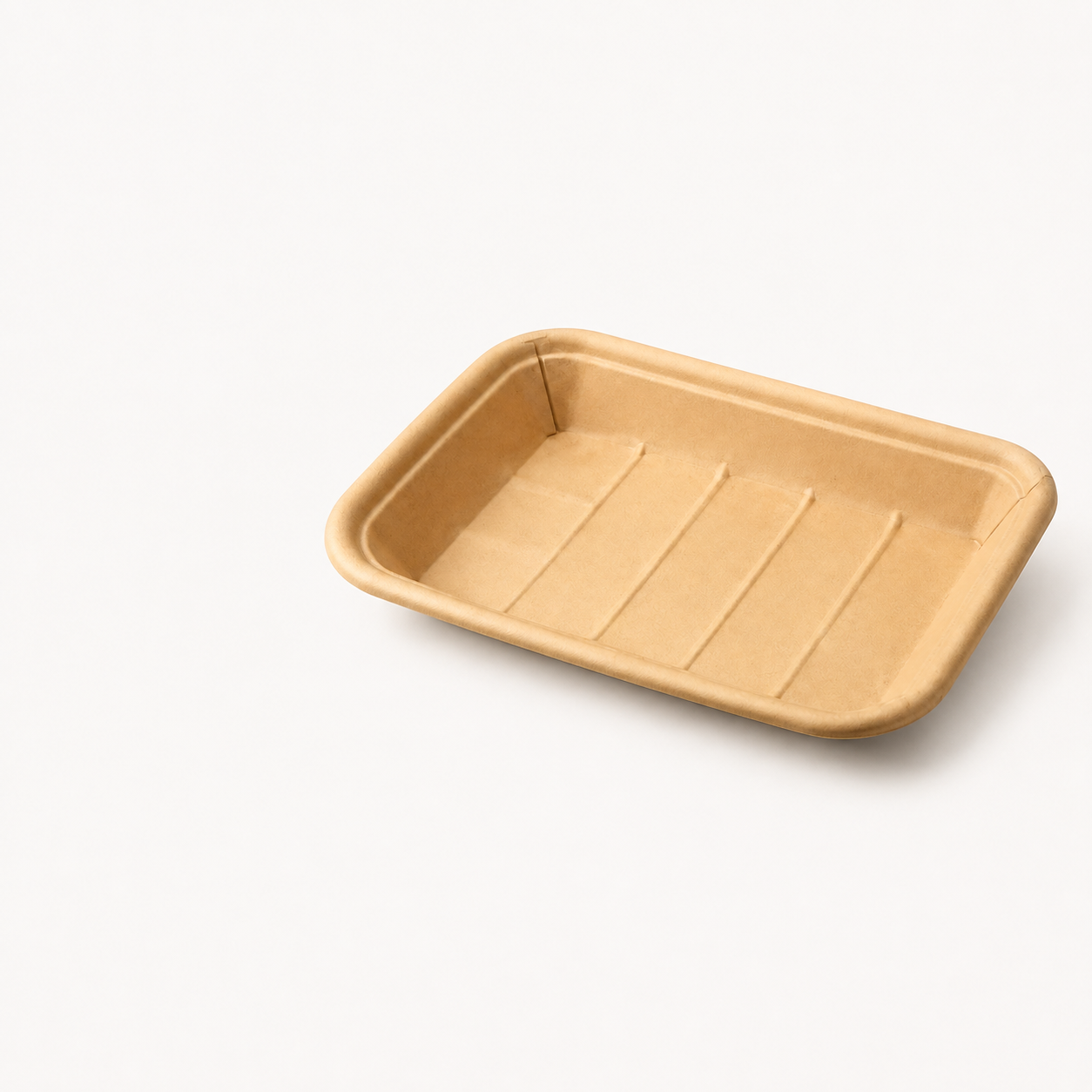 Rectangular kraft paper food tray on a white background