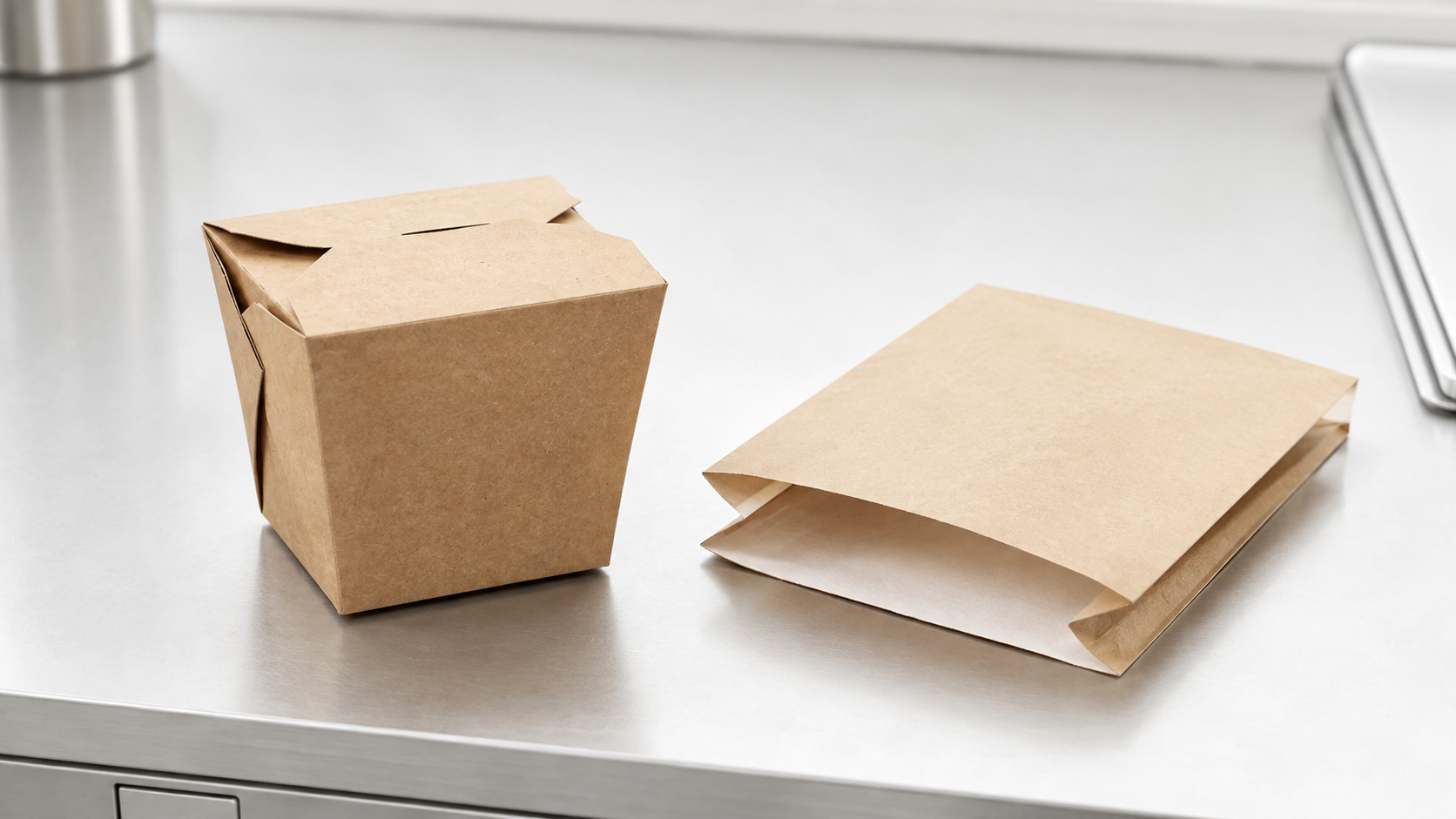 Foodservice operator reviewing compostable container samples with a supplier evaluation checklist