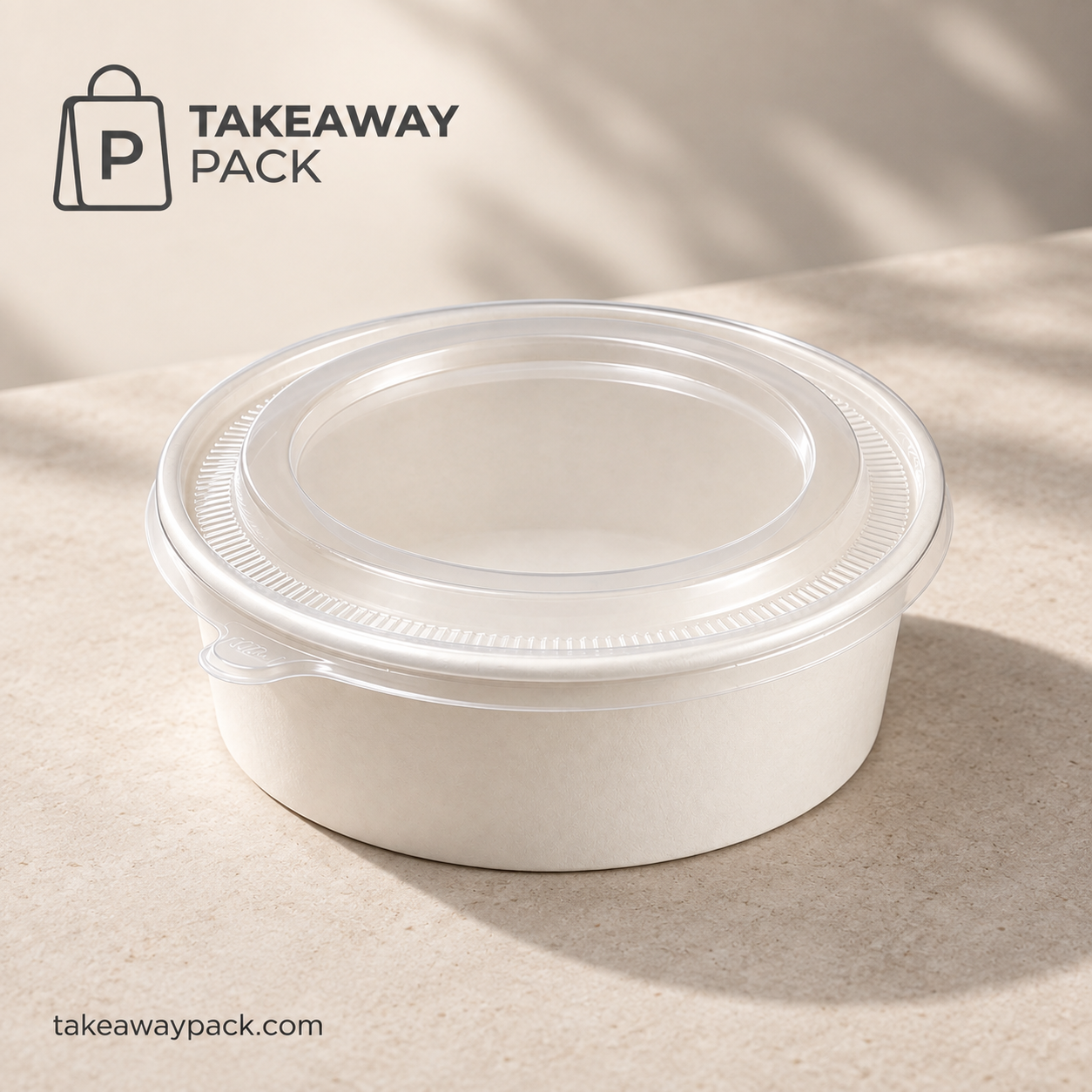White paper food container with a clear lid