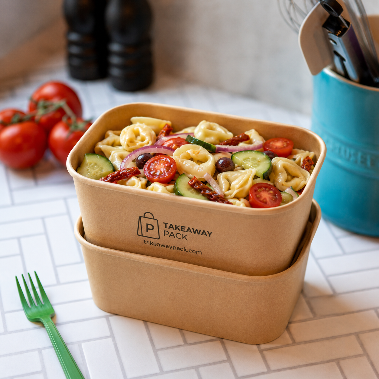 Soup bowl, drink cup and fries carton laid out for a packaging leak and crispness test