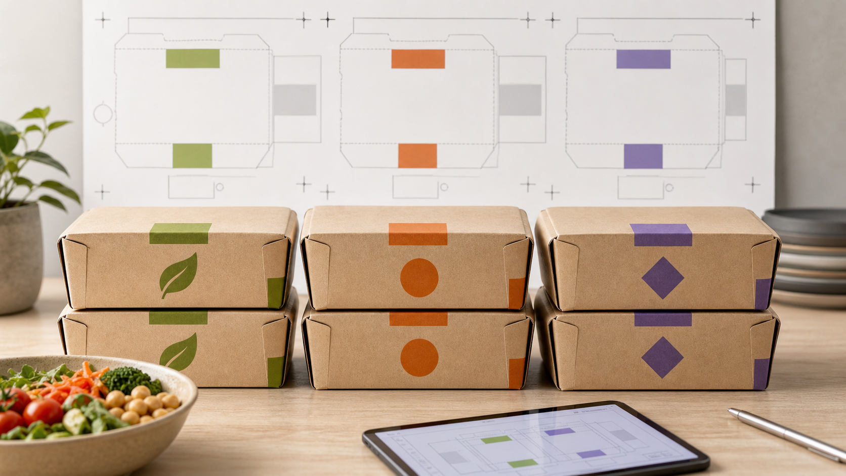 Color-coded dietary meal boxes aligned with matching print-zone layouts